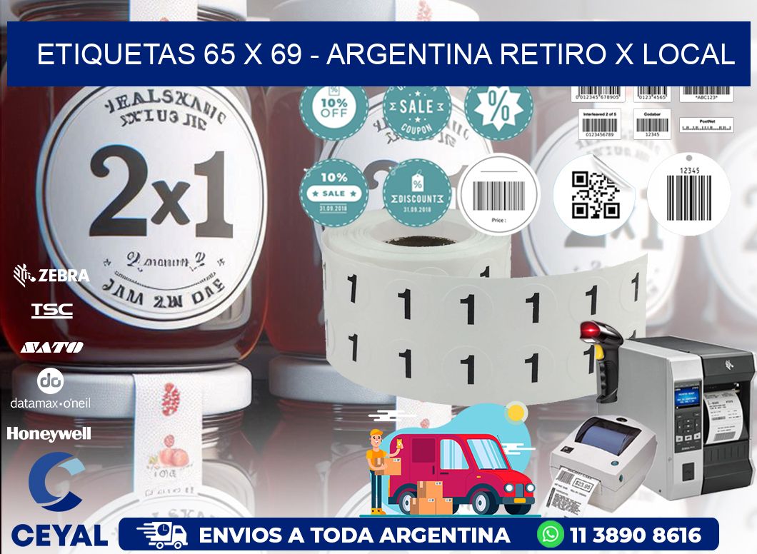 ETIQUETAS 65 x 69 - ARGENTINA RETIRO X LOCAL