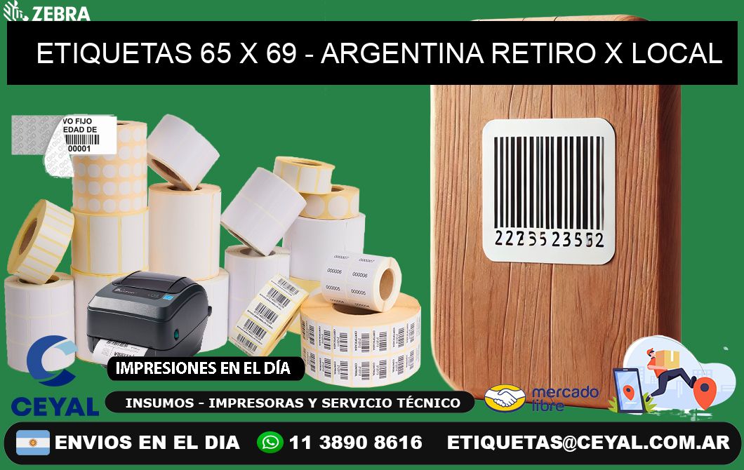 ETIQUETAS 65 x 69 - ARGENTINA RETIRO X LOCAL