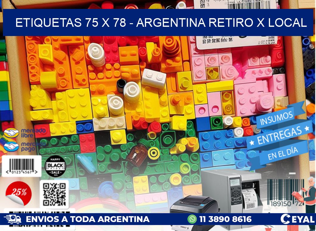 ETIQUETAS 75 x 78 - ARGENTINA RETIRO X LOCAL