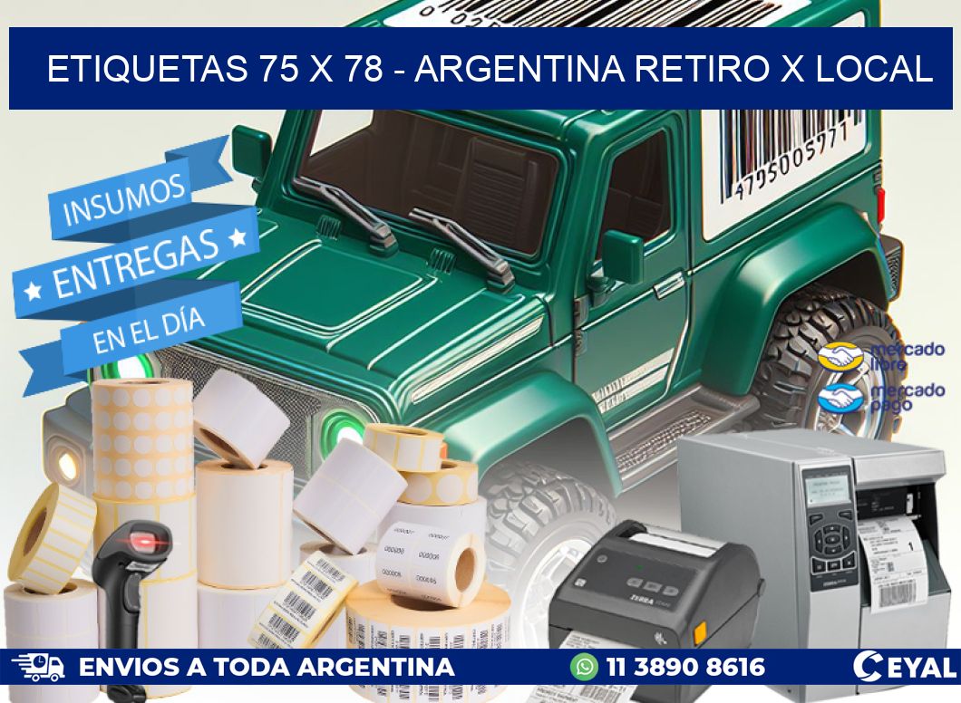 ETIQUETAS 75 x 78 - ARGENTINA RETIRO X LOCAL