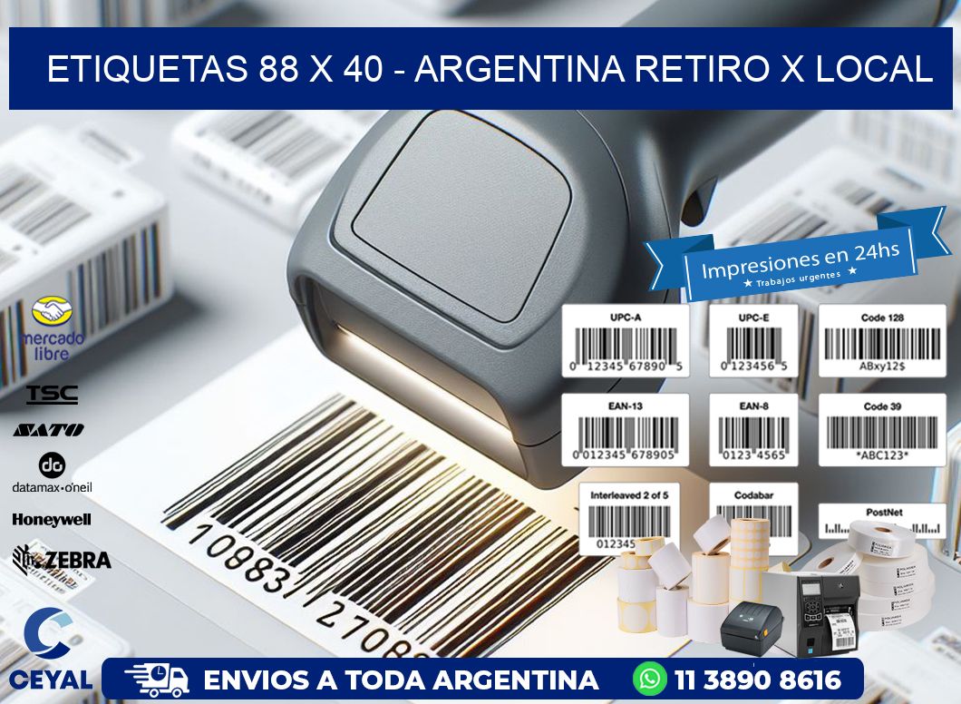 ETIQUETAS 88 x 40 - ARGENTINA RETIRO X LOCAL