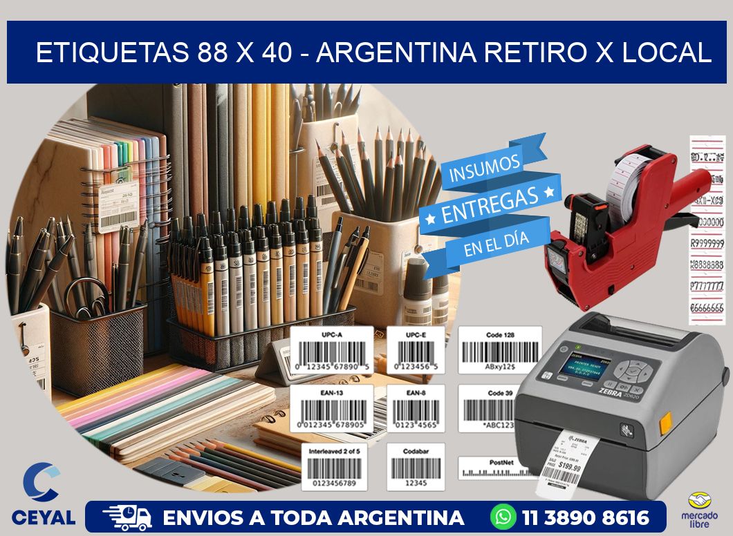 ETIQUETAS 88 x 40 - ARGENTINA RETIRO X LOCAL