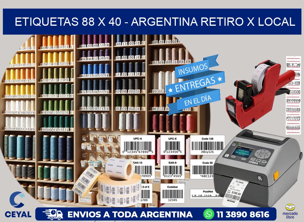 ETIQUETAS 88 x 40 - ARGENTINA RETIRO X LOCAL