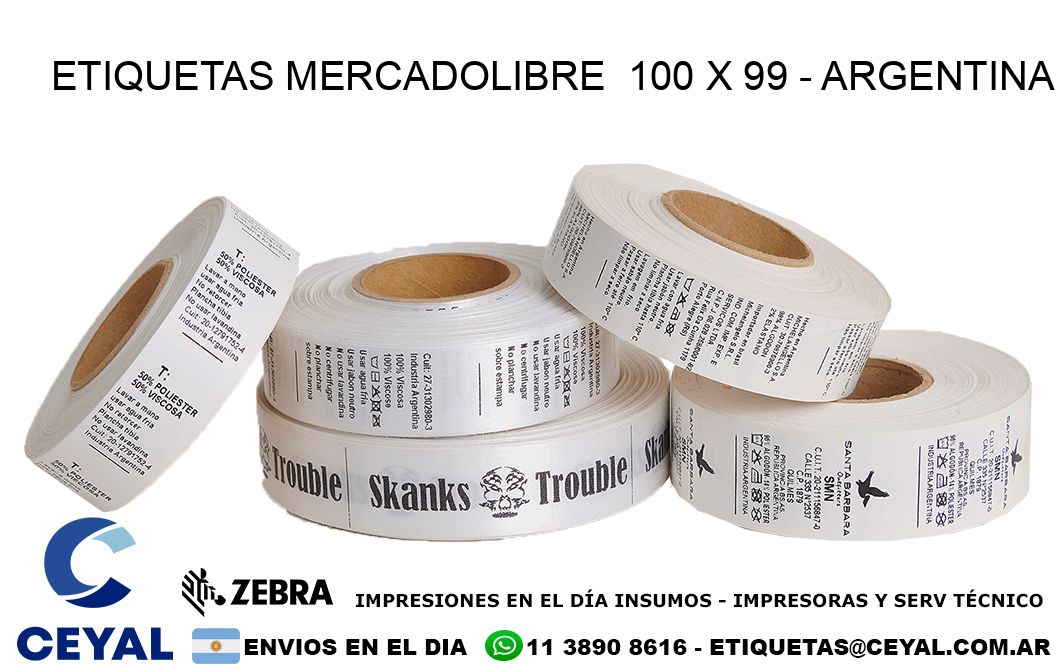 ETIQUETAS MERCADOLIBRE  100 x 99 - ARGENTINA