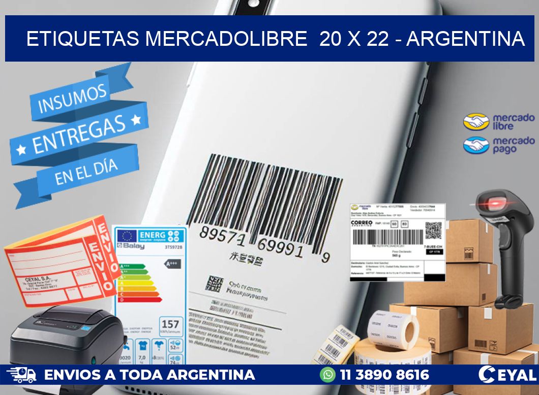 ETIQUETAS MERCADOLIBRE  20 x 22 - ARGENTINA