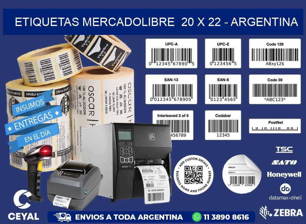 ETIQUETAS MERCADOLIBRE  20 x 22 - ARGENTINA