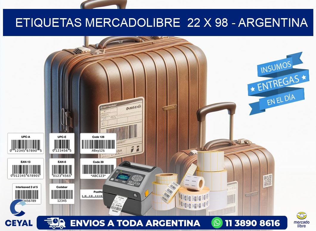 ETIQUETAS MERCADOLIBRE  22 x 98 - ARGENTINA