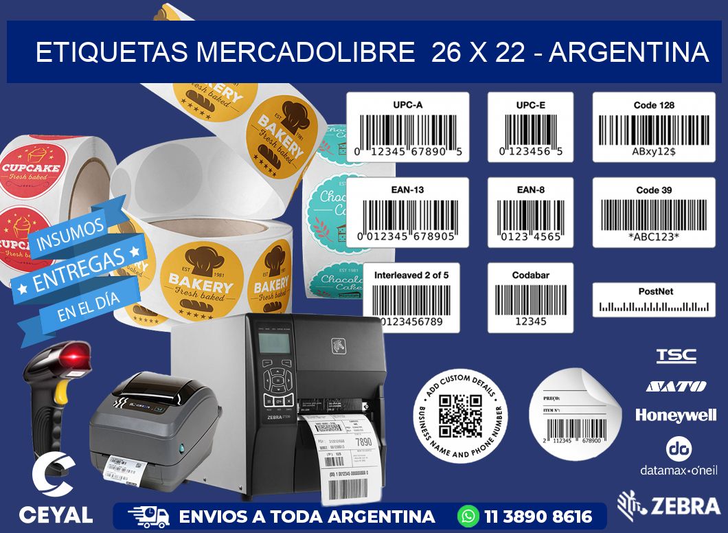 ETIQUETAS MERCADOLIBRE  26 x 22 - ARGENTINA