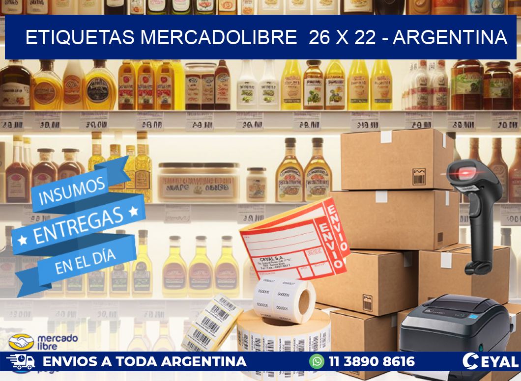 ETIQUETAS MERCADOLIBRE  26 x 22 - ARGENTINA