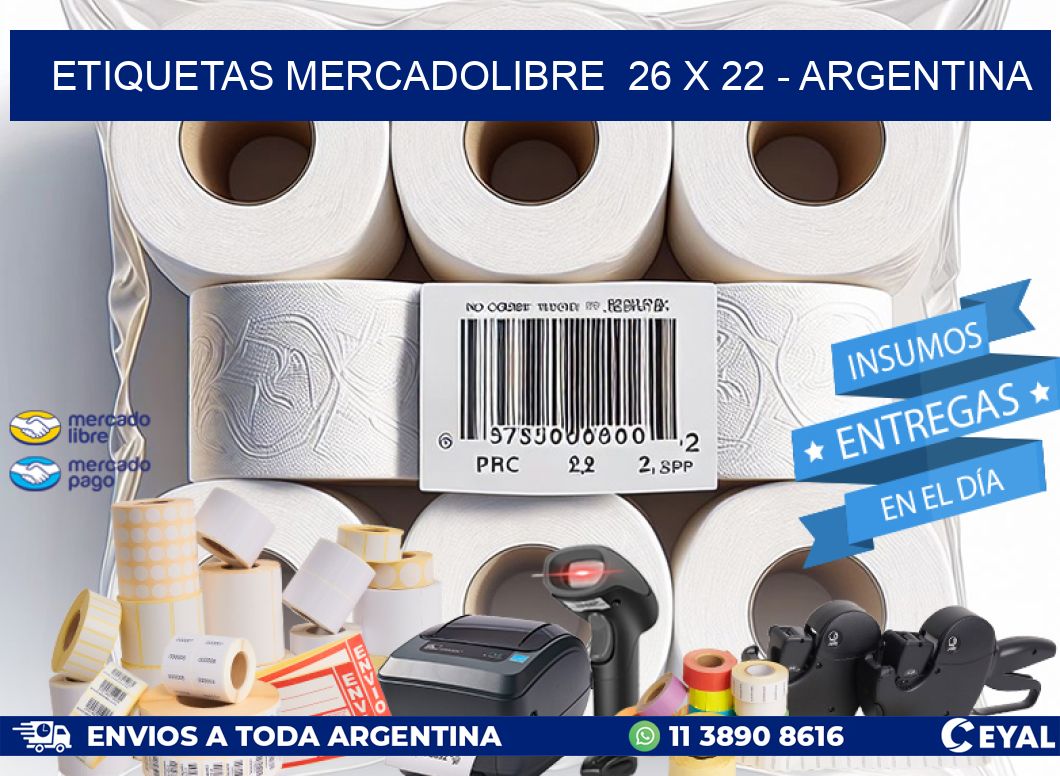 ETIQUETAS MERCADOLIBRE  26 x 22 - ARGENTINA