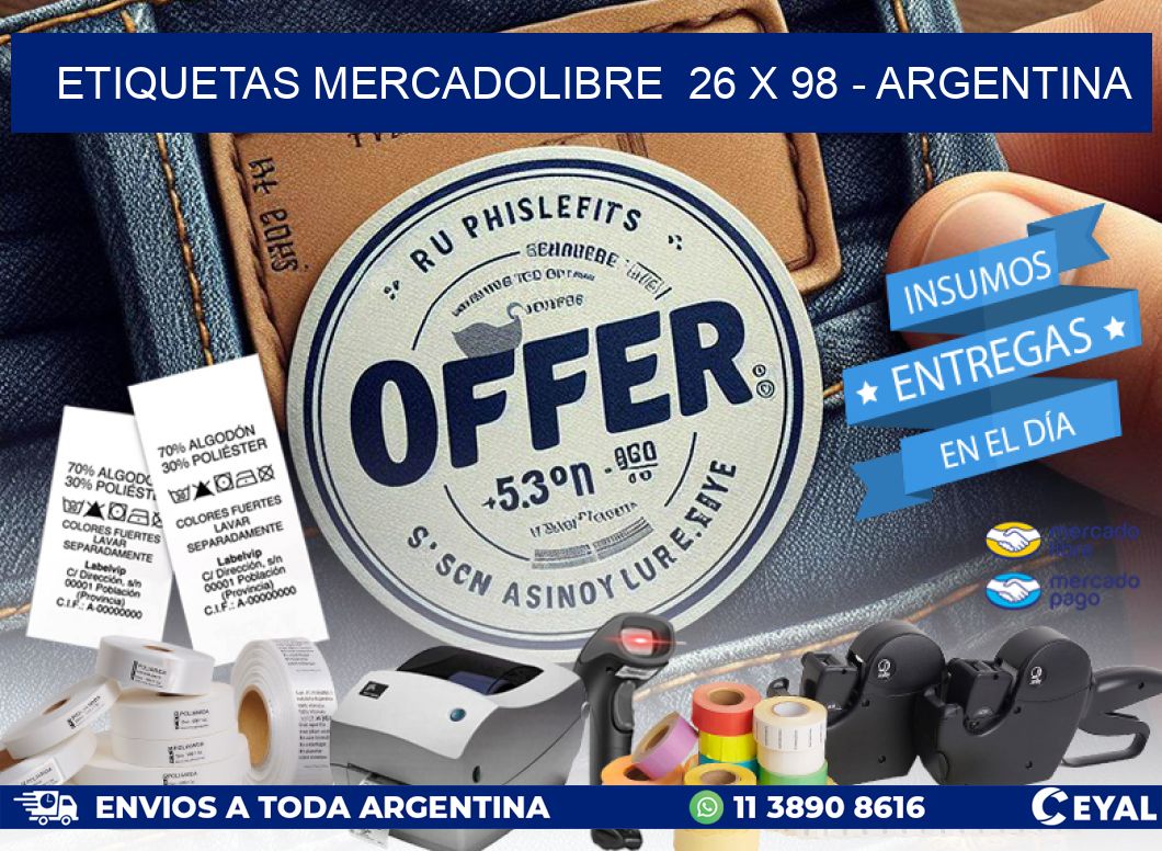 ETIQUETAS MERCADOLIBRE  26 x 98 - ARGENTINA