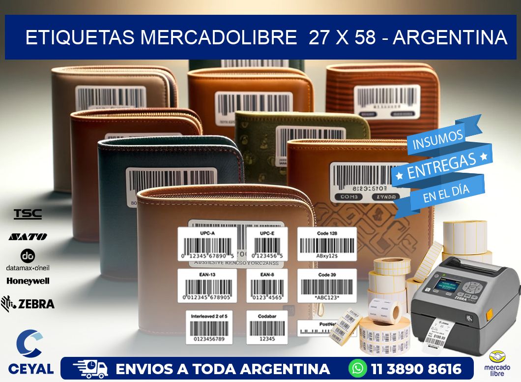 ETIQUETAS MERCADOLIBRE  27 x 58 - ARGENTINA