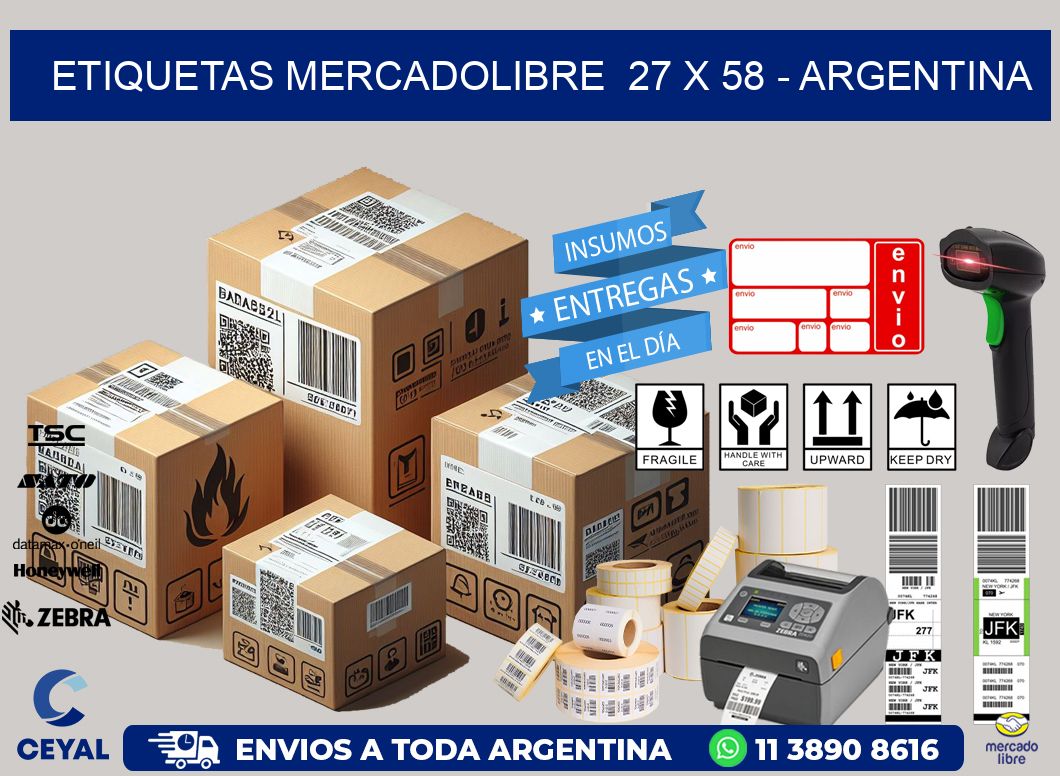 ETIQUETAS MERCADOLIBRE  27 x 58 - ARGENTINA