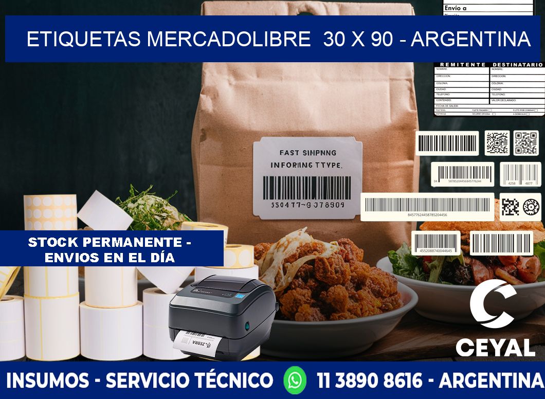 ETIQUETAS MERCADOLIBRE  30 x 90 - ARGENTINA