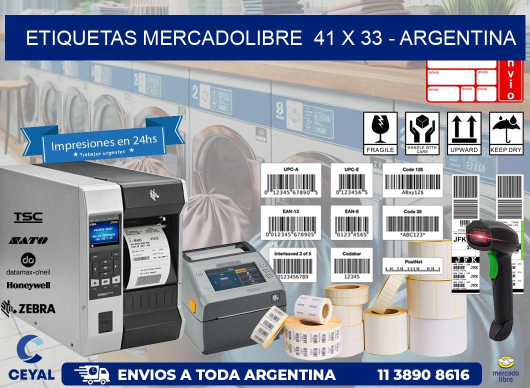 ETIQUETAS MERCADOLIBRE  41 x 33 - ARGENTINA