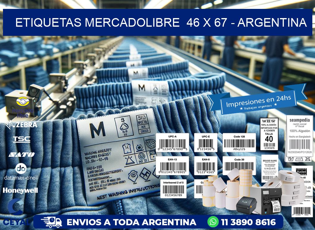 ETIQUETAS MERCADOLIBRE  46 x 67 - ARGENTINA