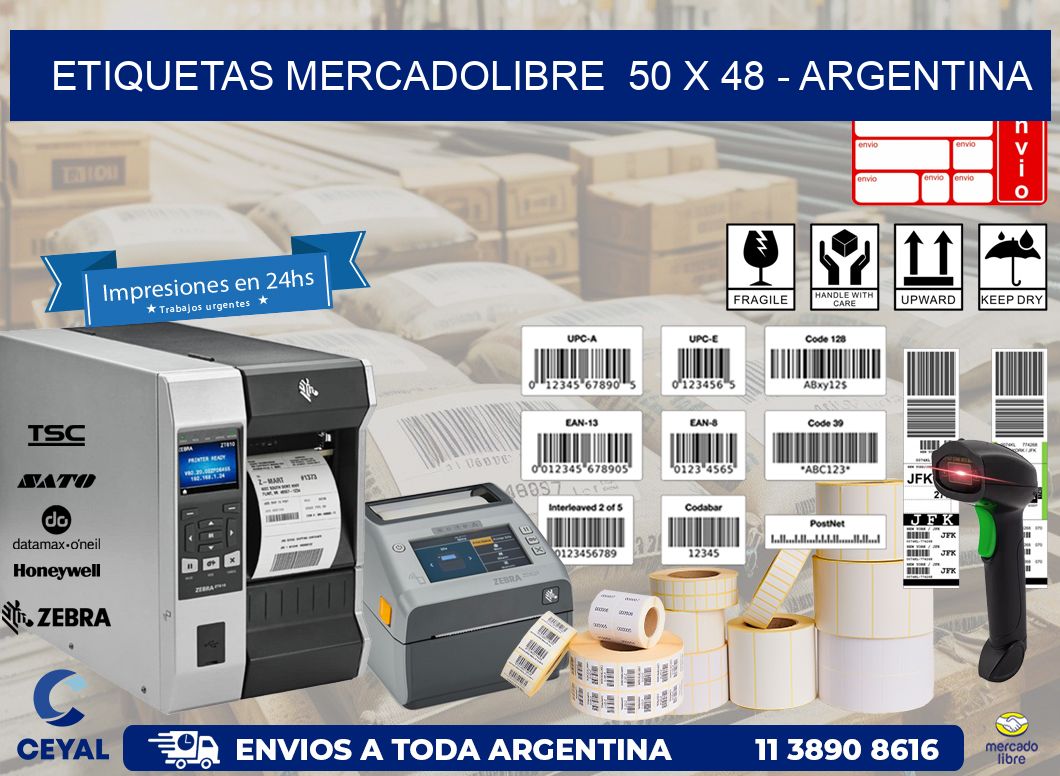 ETIQUETAS MERCADOLIBRE  50 x 48 - ARGENTINA