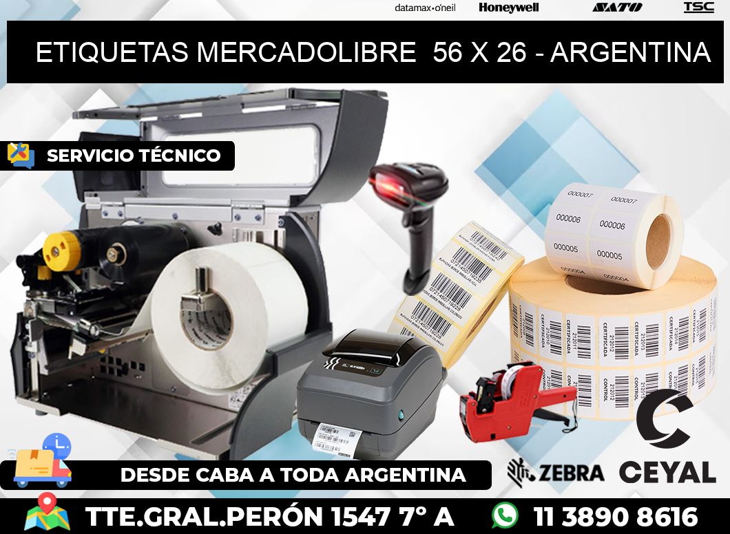 ETIQUETAS MERCADOLIBRE  56 x 26 - ARGENTINA