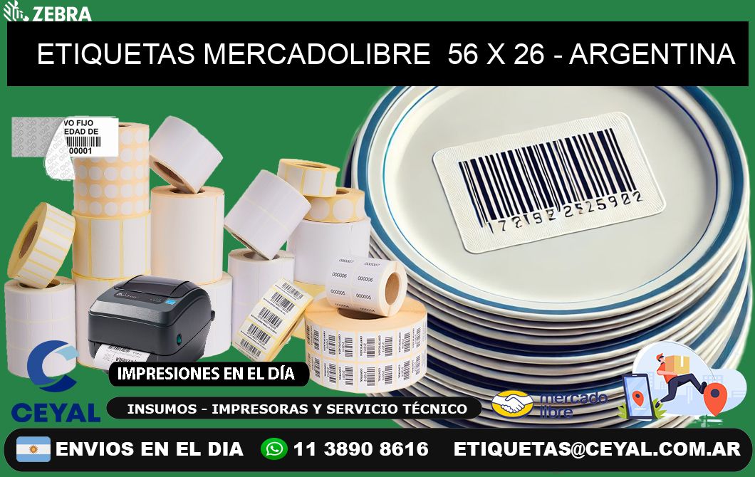 ETIQUETAS MERCADOLIBRE  56 x 26 - ARGENTINA