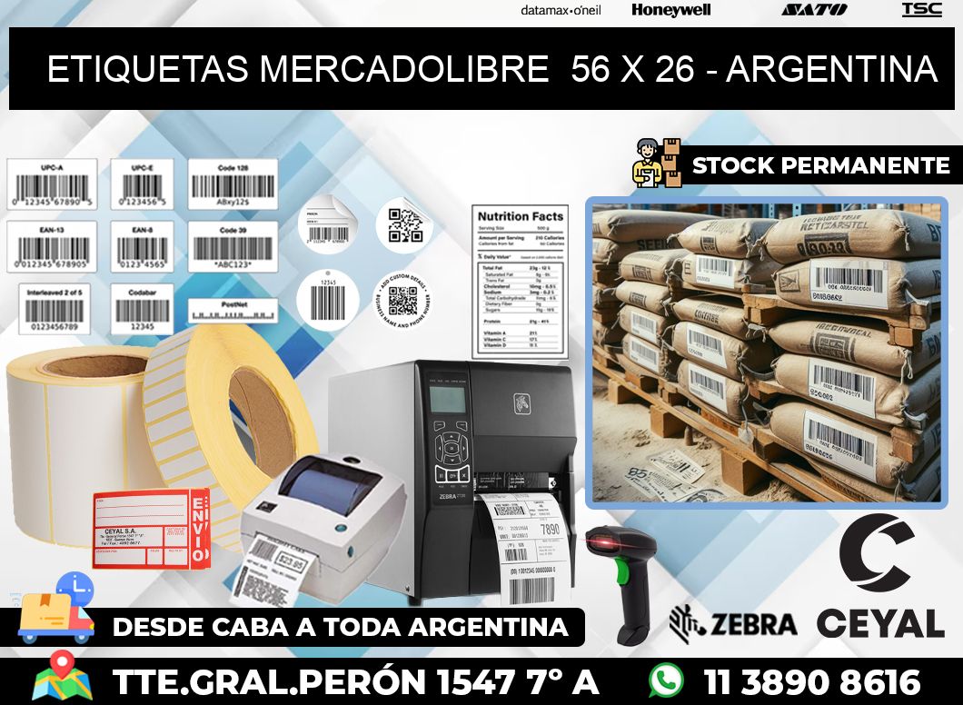 ETIQUETAS MERCADOLIBRE  56 x 26 – ARGENTINA