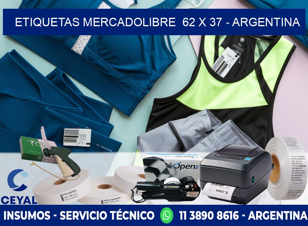 ETIQUETAS MERCADOLIBRE  62 x 37 - ARGENTINA