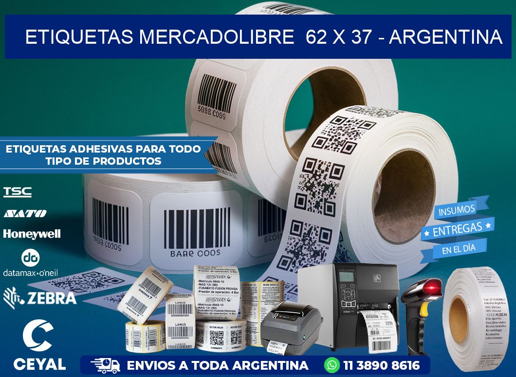 ETIQUETAS MERCADOLIBRE  62 x 37 – ARGENTINA