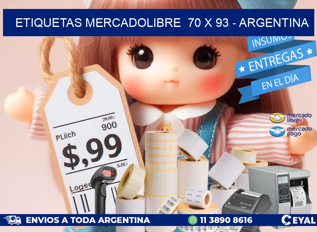 ETIQUETAS MERCADOLIBRE  70 x 93 - ARGENTINA