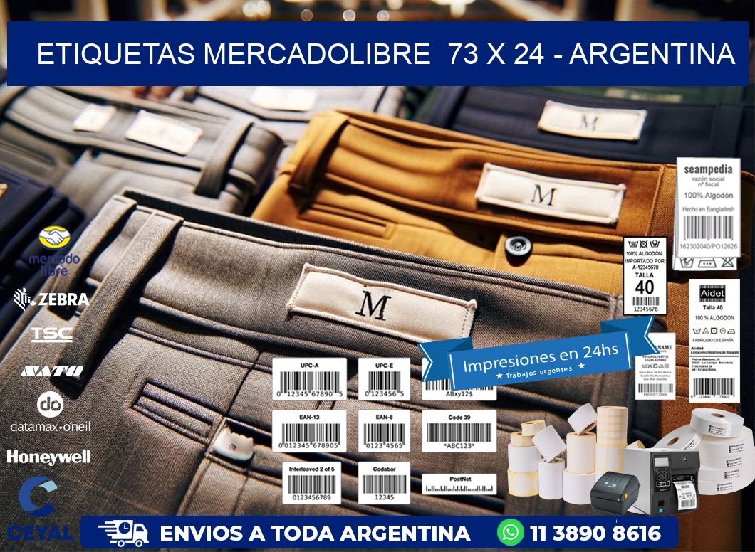 ETIQUETAS MERCADOLIBRE  73 x 24 - ARGENTINA