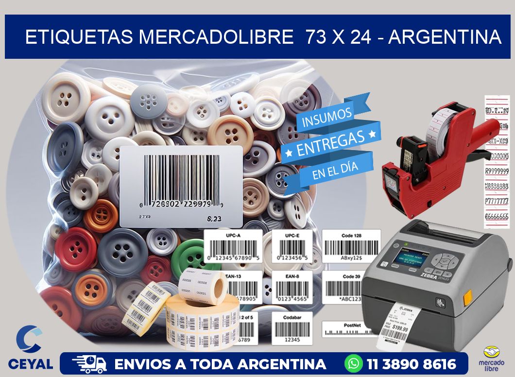 ETIQUETAS MERCADOLIBRE  73 x 24 - ARGENTINA