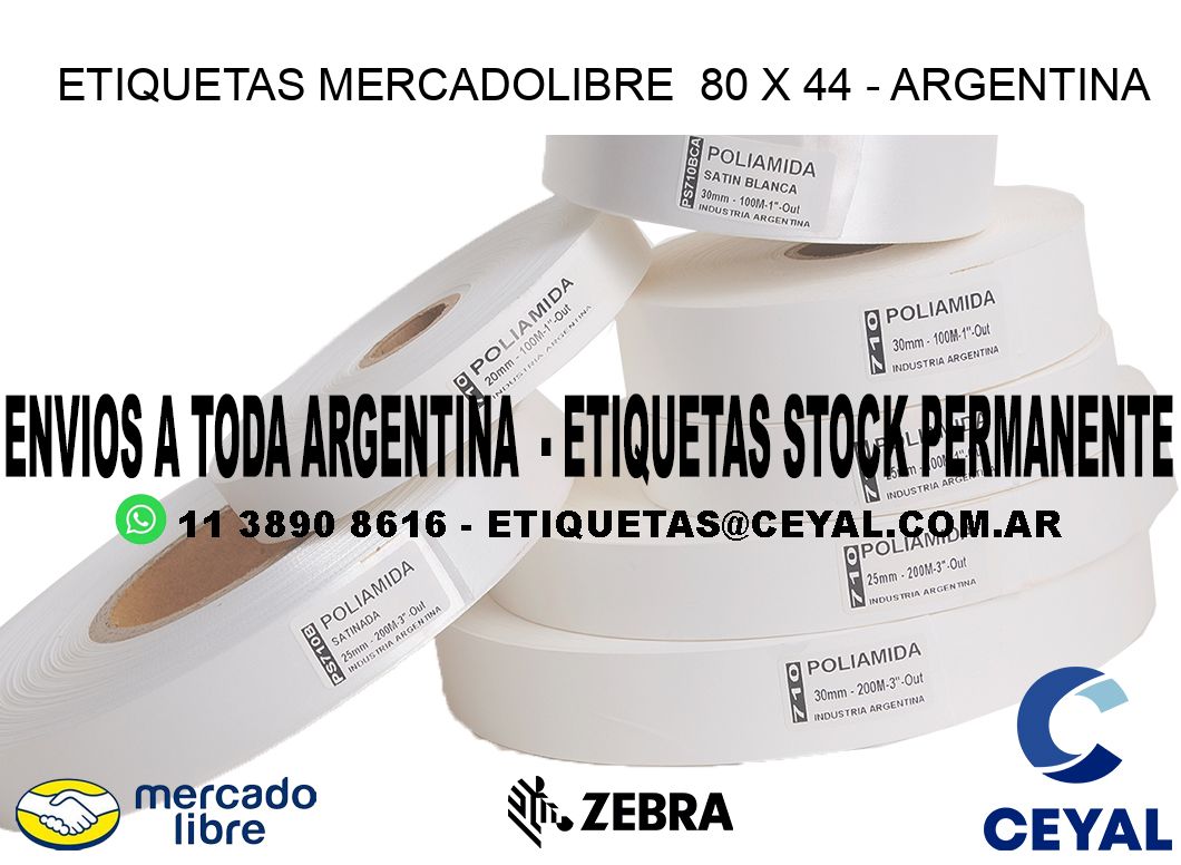 ETIQUETAS MERCADOLIBRE  80 x 44 - ARGENTINA