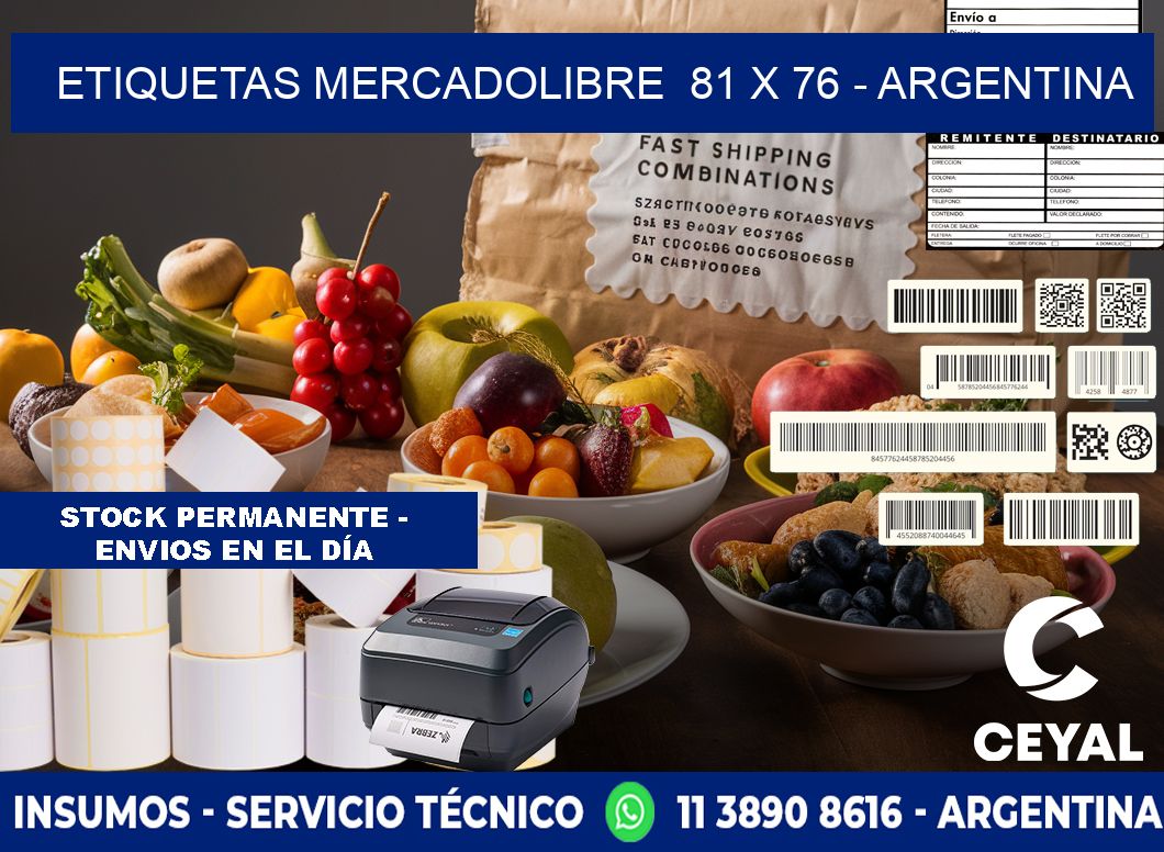 ETIQUETAS MERCADOLIBRE  81 x 76 - ARGENTINA