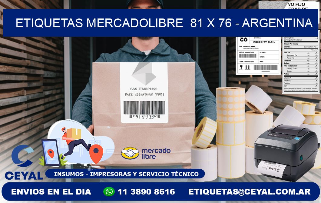 ETIQUETAS MERCADOLIBRE  81 x 76 - ARGENTINA