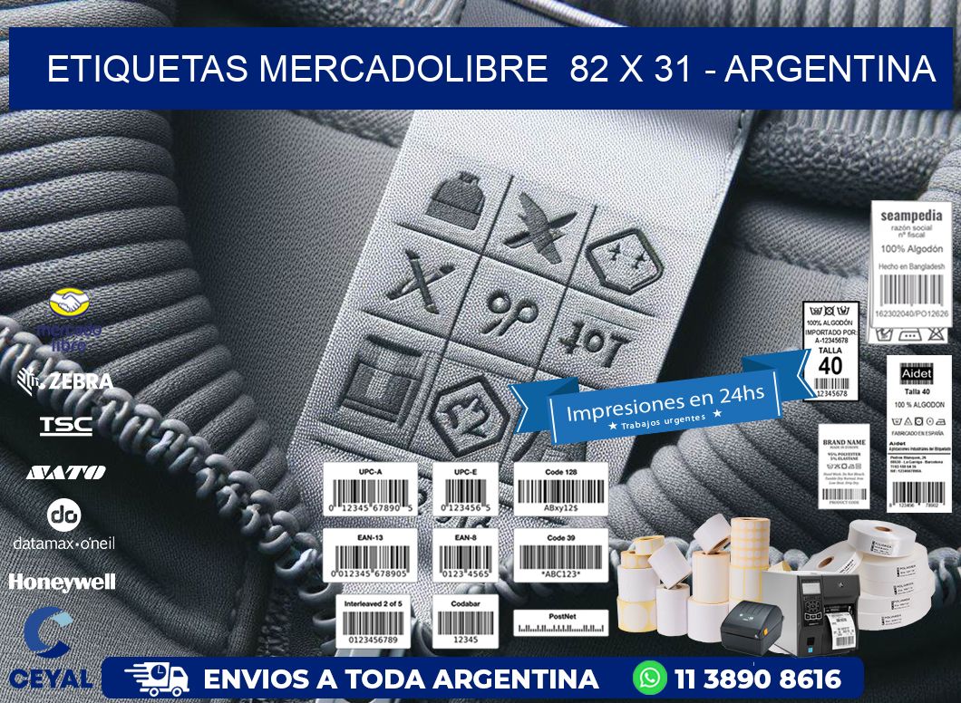 ETIQUETAS MERCADOLIBRE  82 x 31 - ARGENTINA