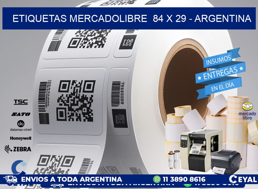 ETIQUETAS MERCADOLIBRE  84 x 29 - ARGENTINA