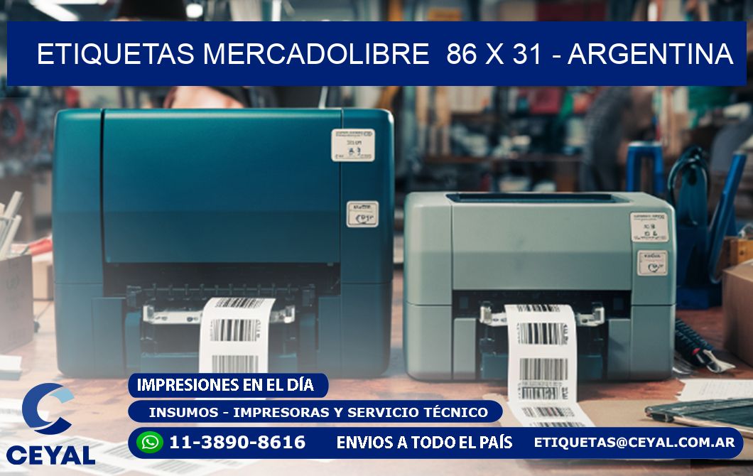 ETIQUETAS MERCADOLIBRE  86 x 31 - ARGENTINA