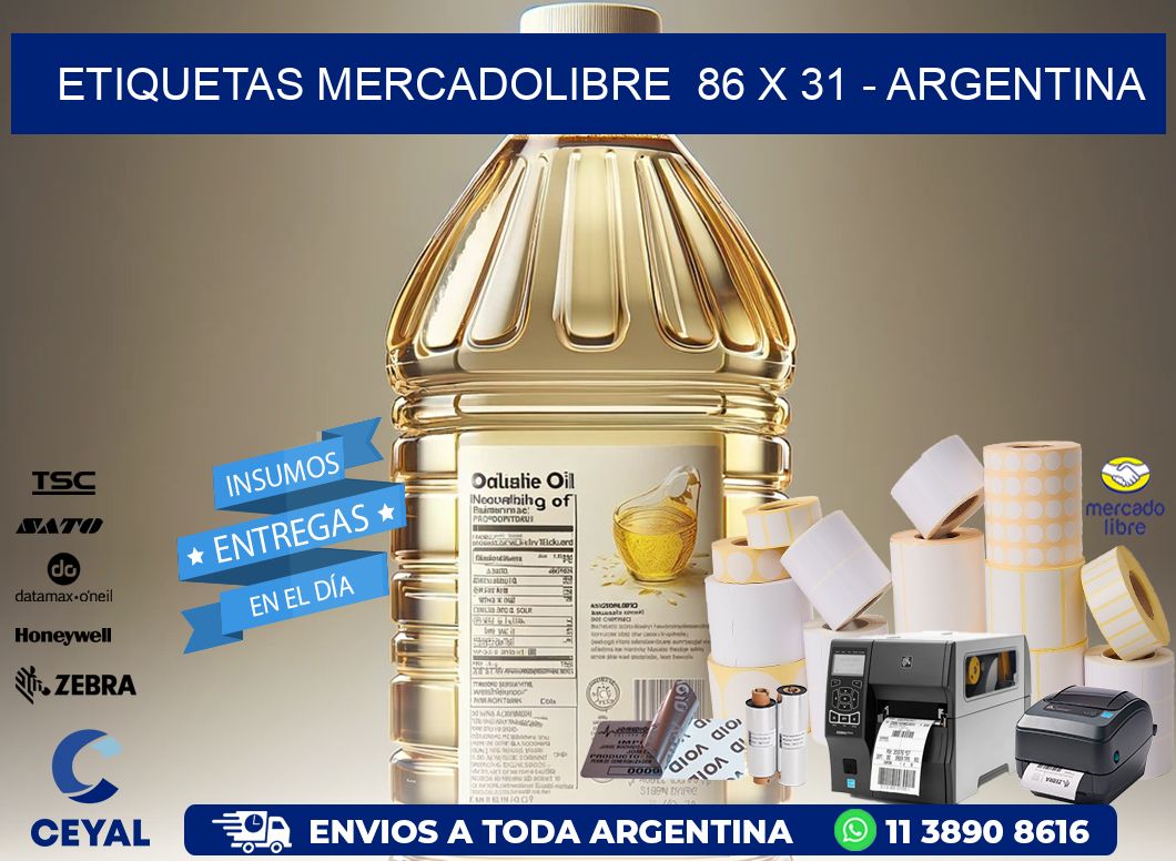 ETIQUETAS MERCADOLIBRE  86 x 31 - ARGENTINA