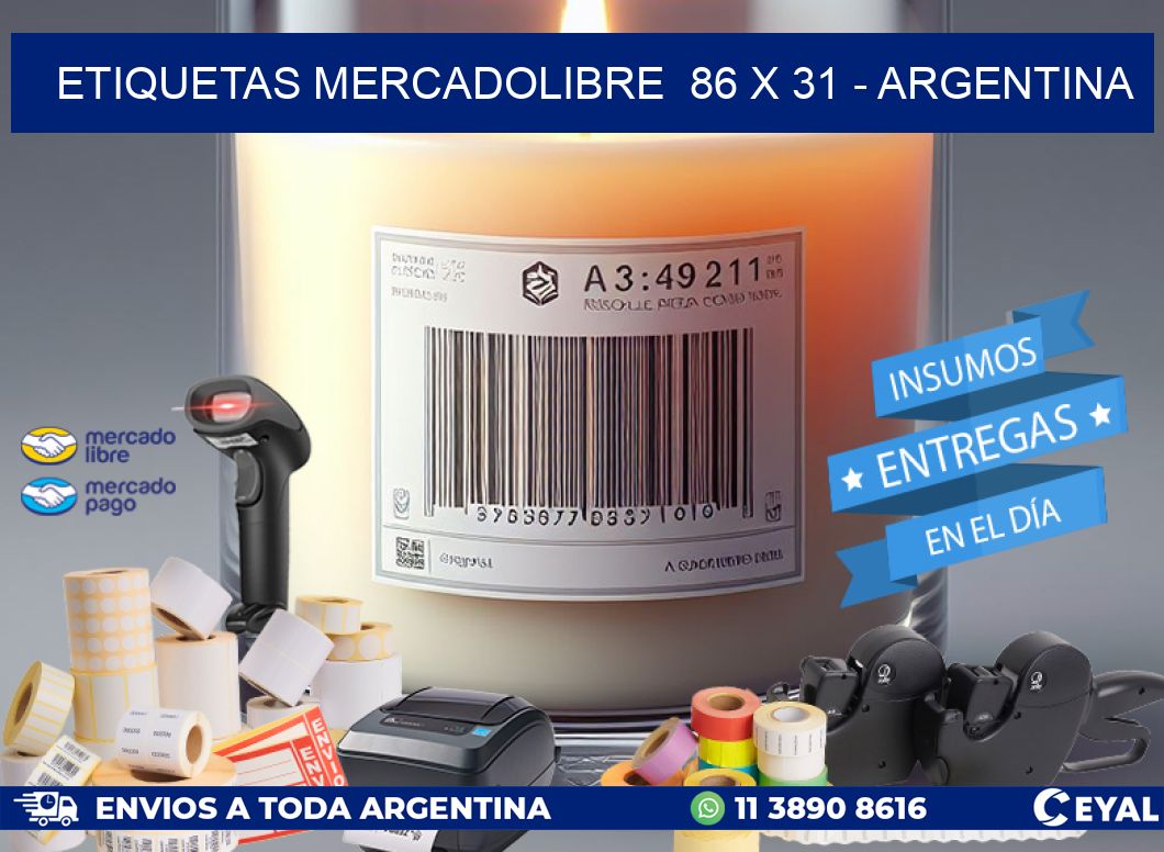 ETIQUETAS MERCADOLIBRE  86 x 31 - ARGENTINA