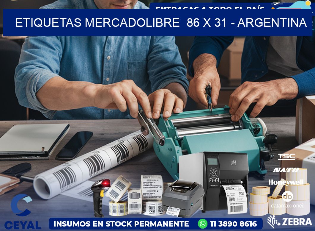 ETIQUETAS MERCADOLIBRE  86 x 31 - ARGENTINA