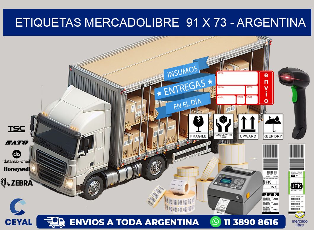 ETIQUETAS MERCADOLIBRE  91 x 73 - ARGENTINA