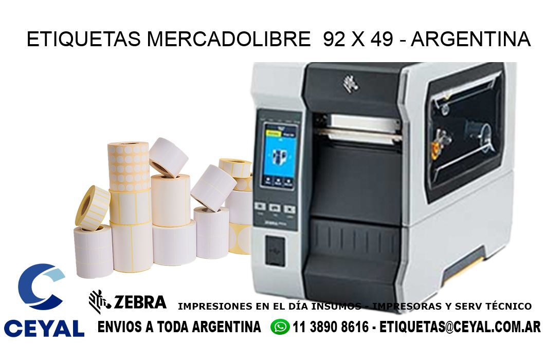 ETIQUETAS MERCADOLIBRE  92 x 49 - ARGENTINA