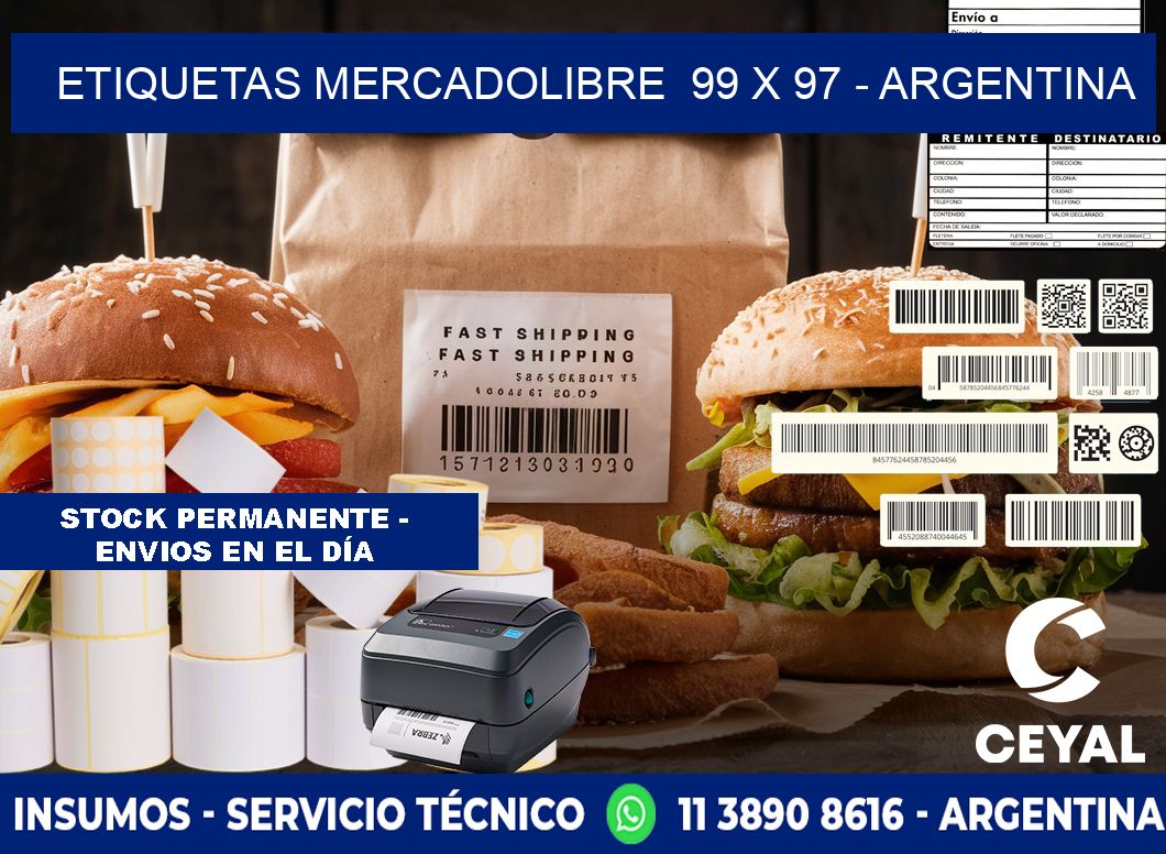 ETIQUETAS MERCADOLIBRE  99 x 97 - ARGENTINA