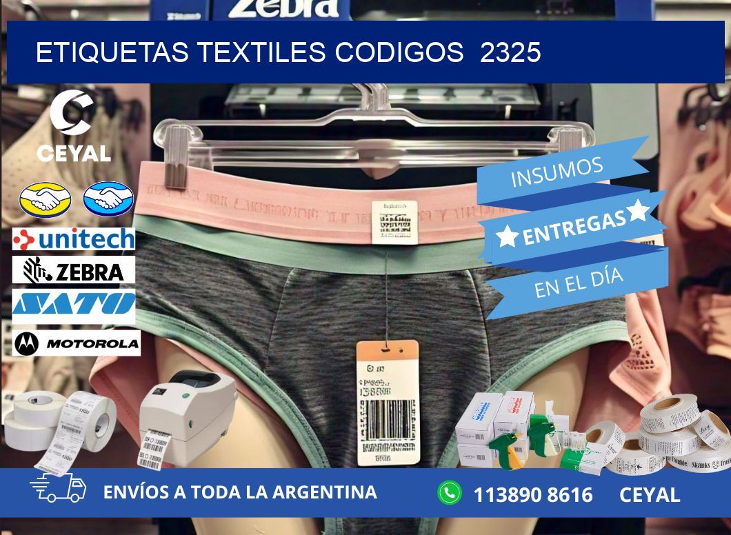 ETIQUETAS TEXTILES CODIGOS  2325