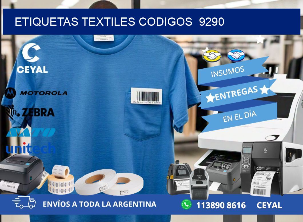 ETIQUETAS TEXTILES CODIGOS  9290