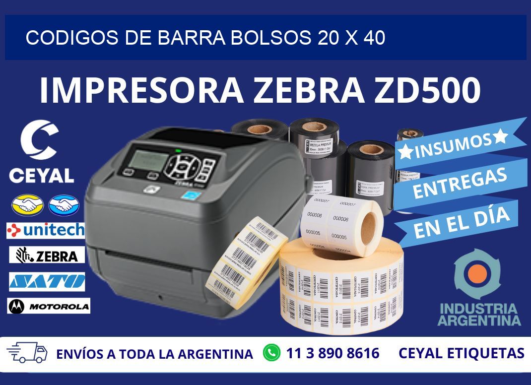 CODIGOS DE BARRA BOLSOS 20 x 40