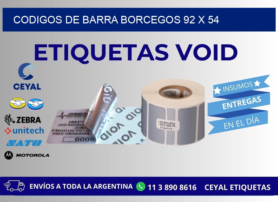 CODIGOS DE BARRA BORCEGOS 92 x 54