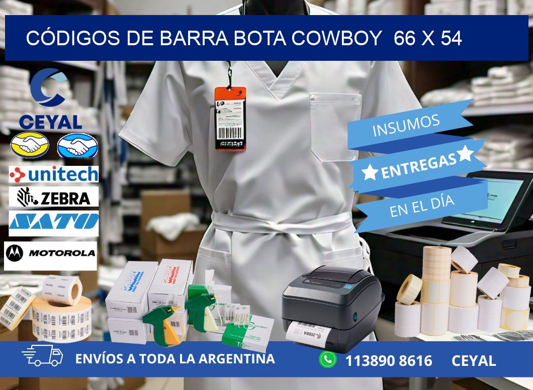 CÓDIGOS DE BARRA BOTA COWBOY  66 x 54