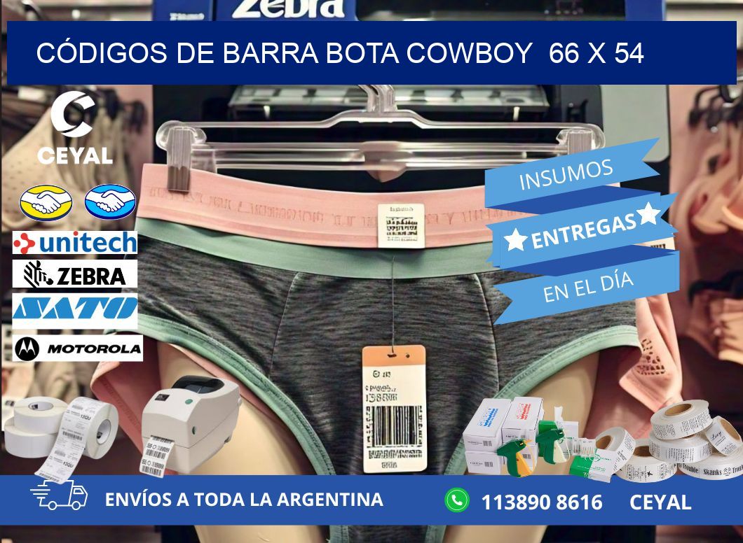 CÓDIGOS DE BARRA BOTA COWBOY  66 x 54