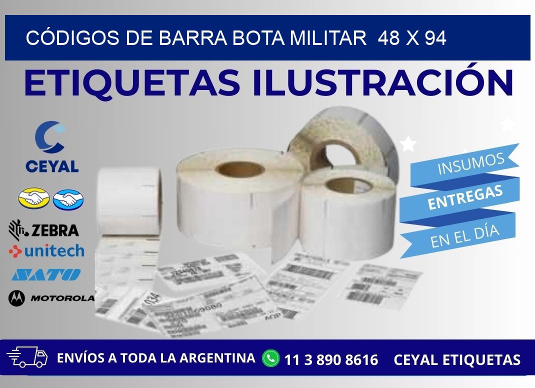 CÓDIGOS DE BARRA BOTA MILITAR  48 x 94