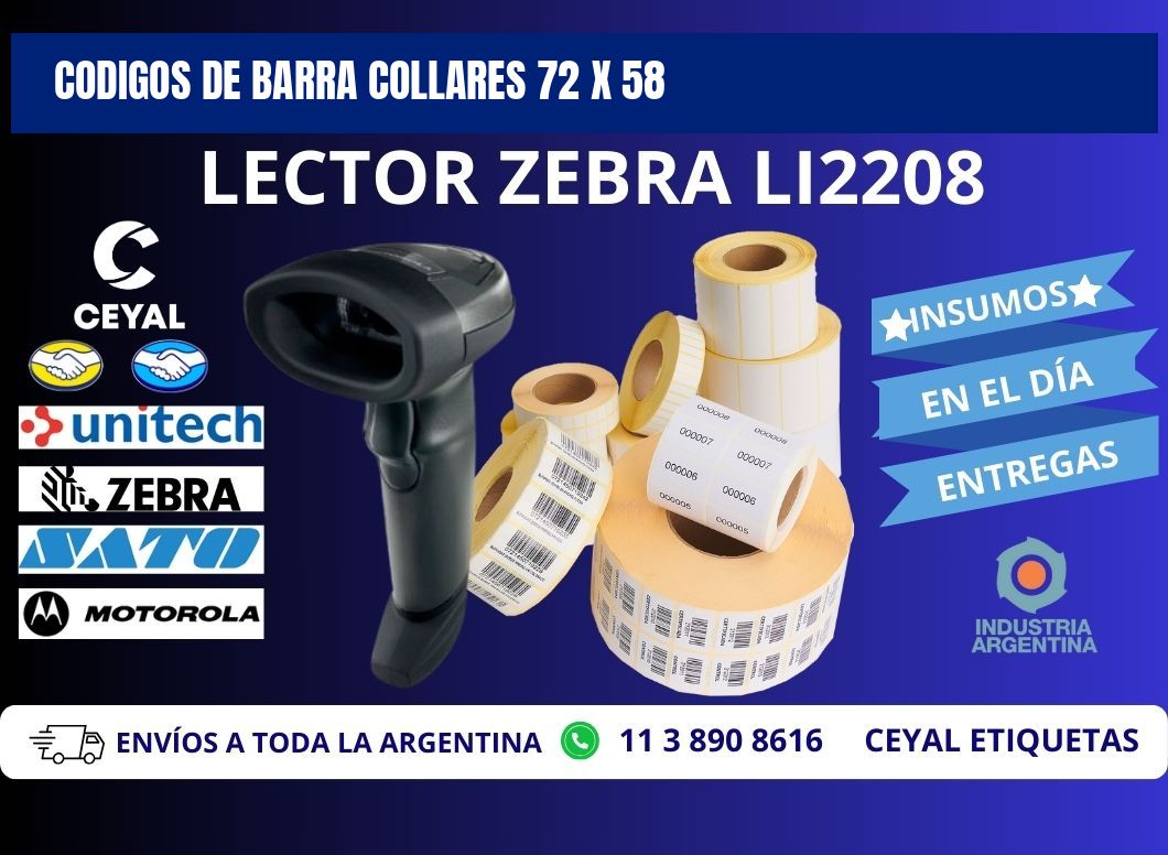 CODIGOS DE BARRA COLLARES 72 x 58