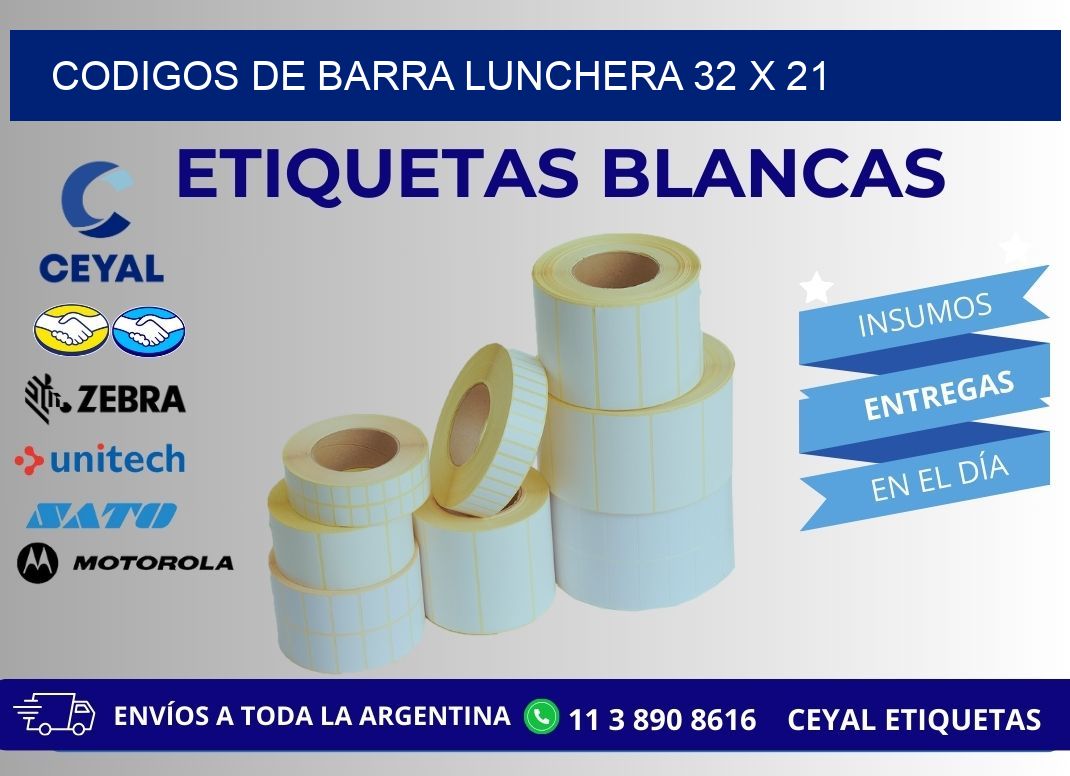 CODIGOS DE BARRA LUNCHERA 32 x 21